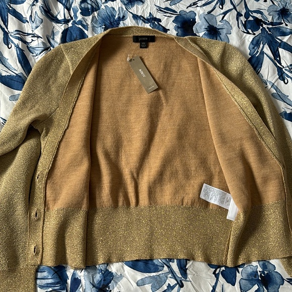 NWT J.Crew Gold Metallic V-neck Cardigan. - Picture 3 of 5